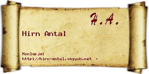 Hirn Antal névjegykártya